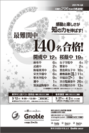 感動と楽しさが力を伸ばす!
最難関中138名合格!